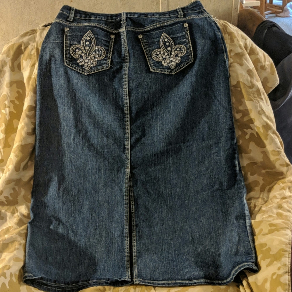 Cato blue jean long skirt with pocket designs